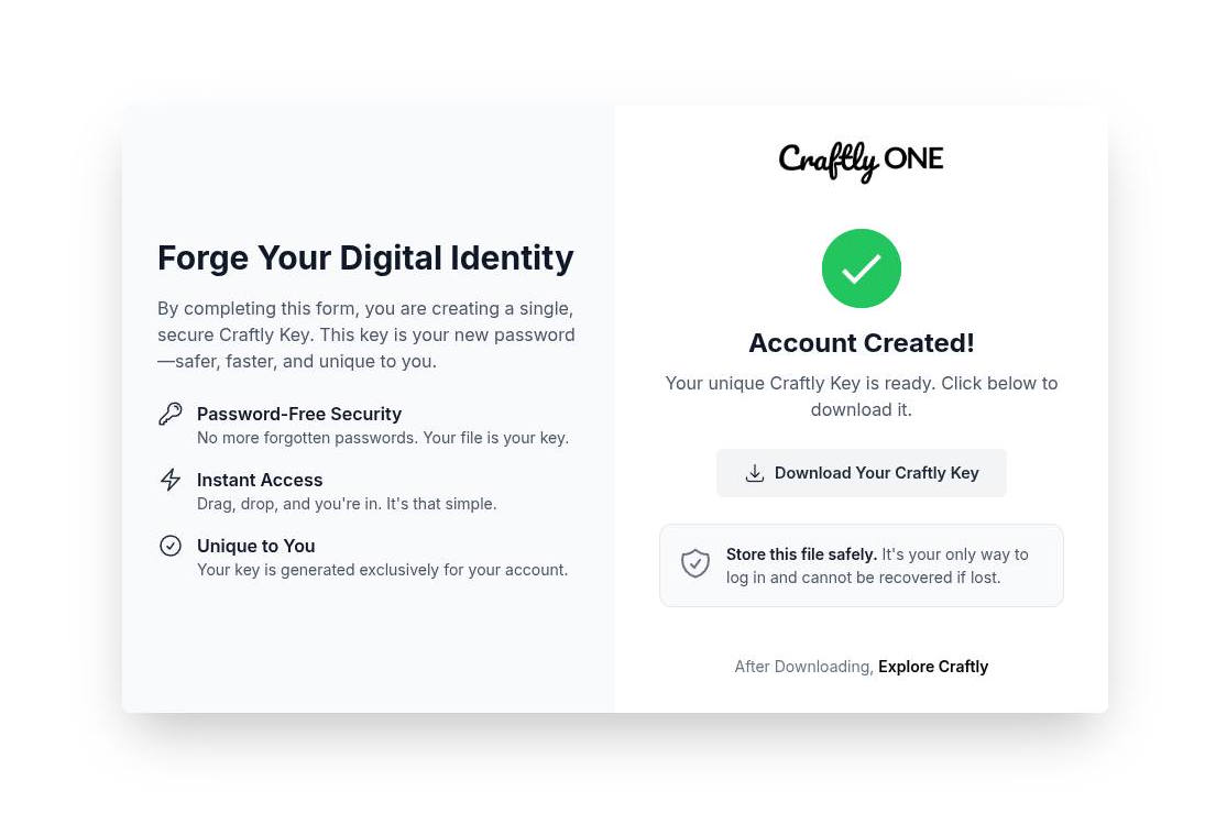 Craftly ONE Account Creation